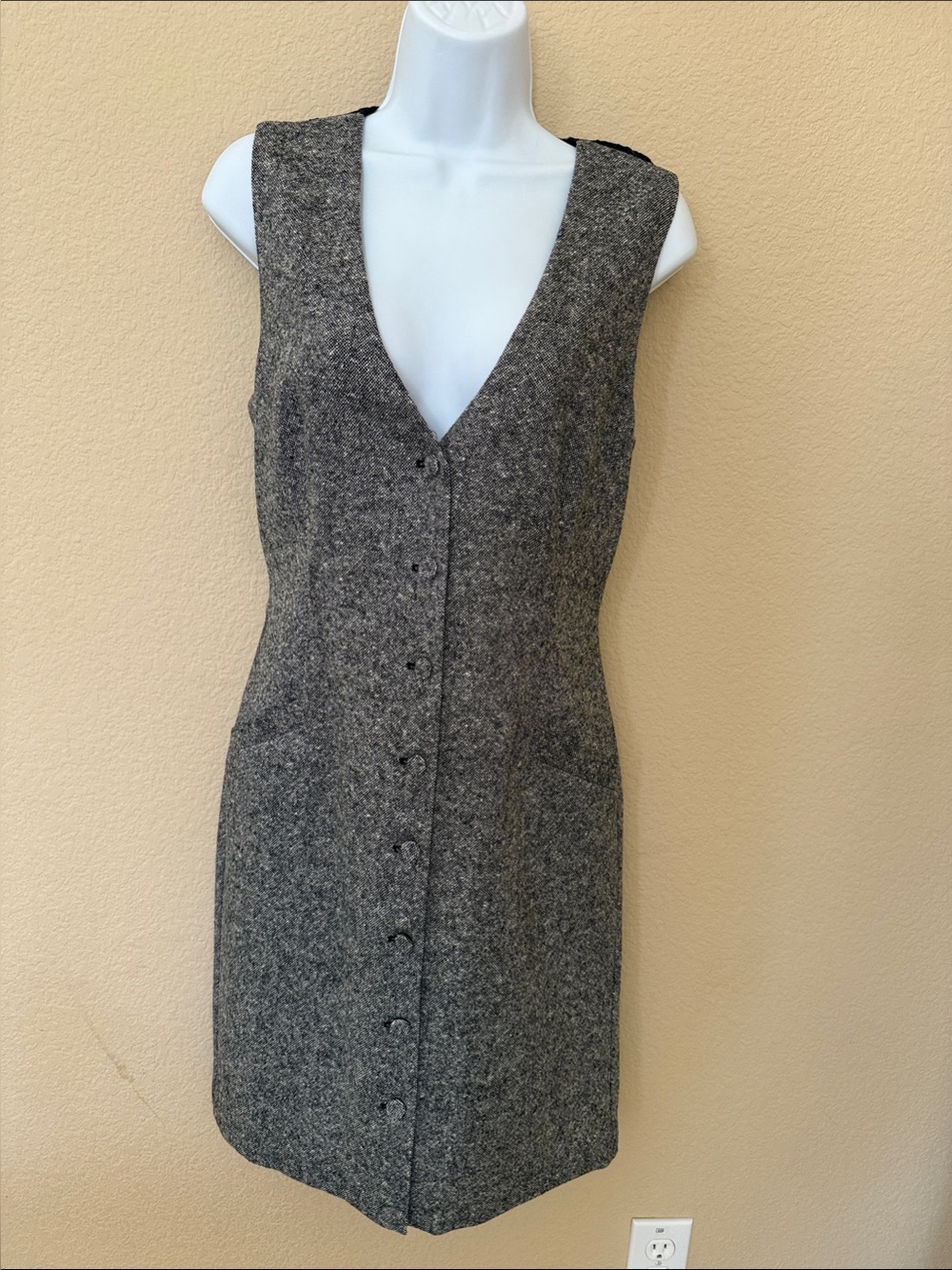 DIANE Von FURSTENBERG Gilet Dress Lace Tweed Black White 6 👗
